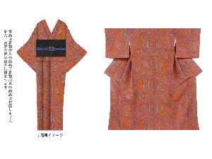 リサイクル　縮緬地切りばめ風花鳥模様小紋着物